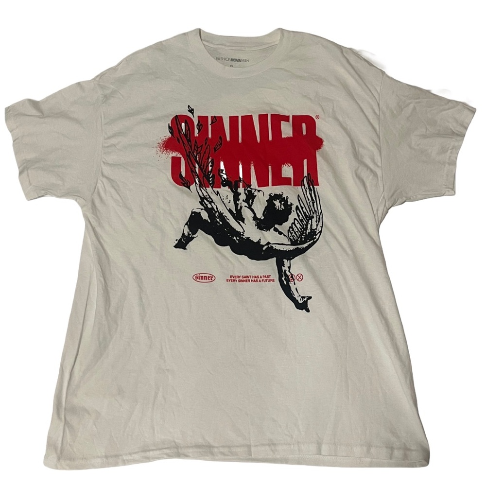 Sinner Fashion Nova Red and White Graphic Tee
